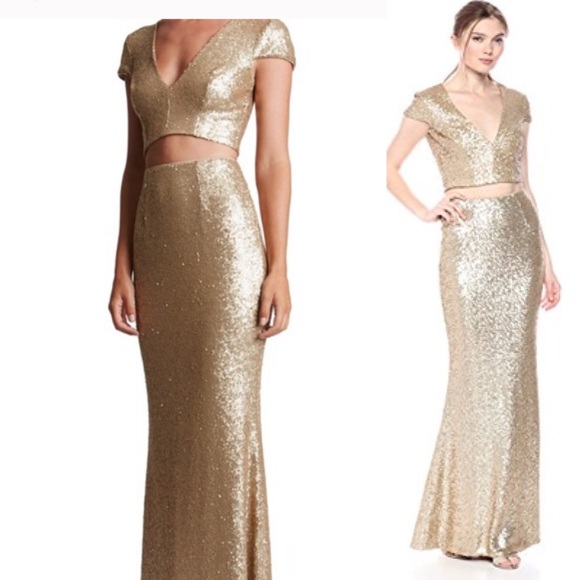 Dress the Population Dresses & Skirts - Two piece Dress the Population gold sequined NWT